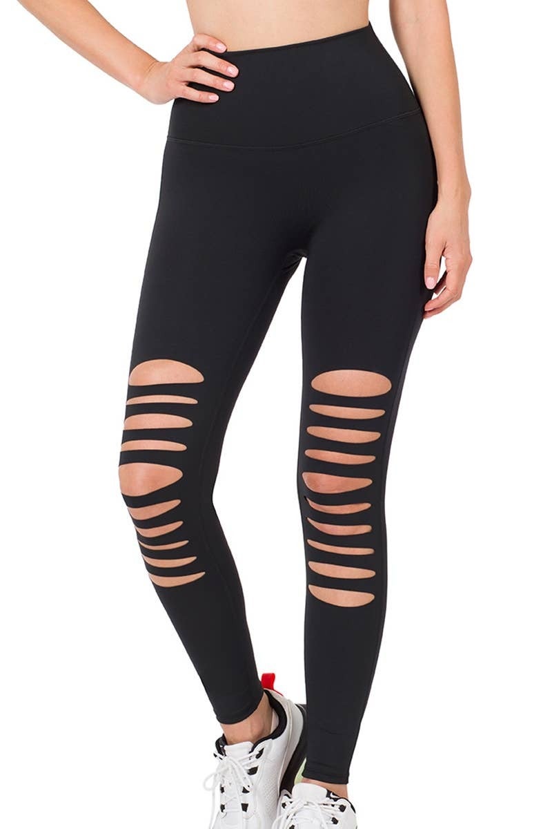 Athletic Knee Cut Out High Waisted Leggings